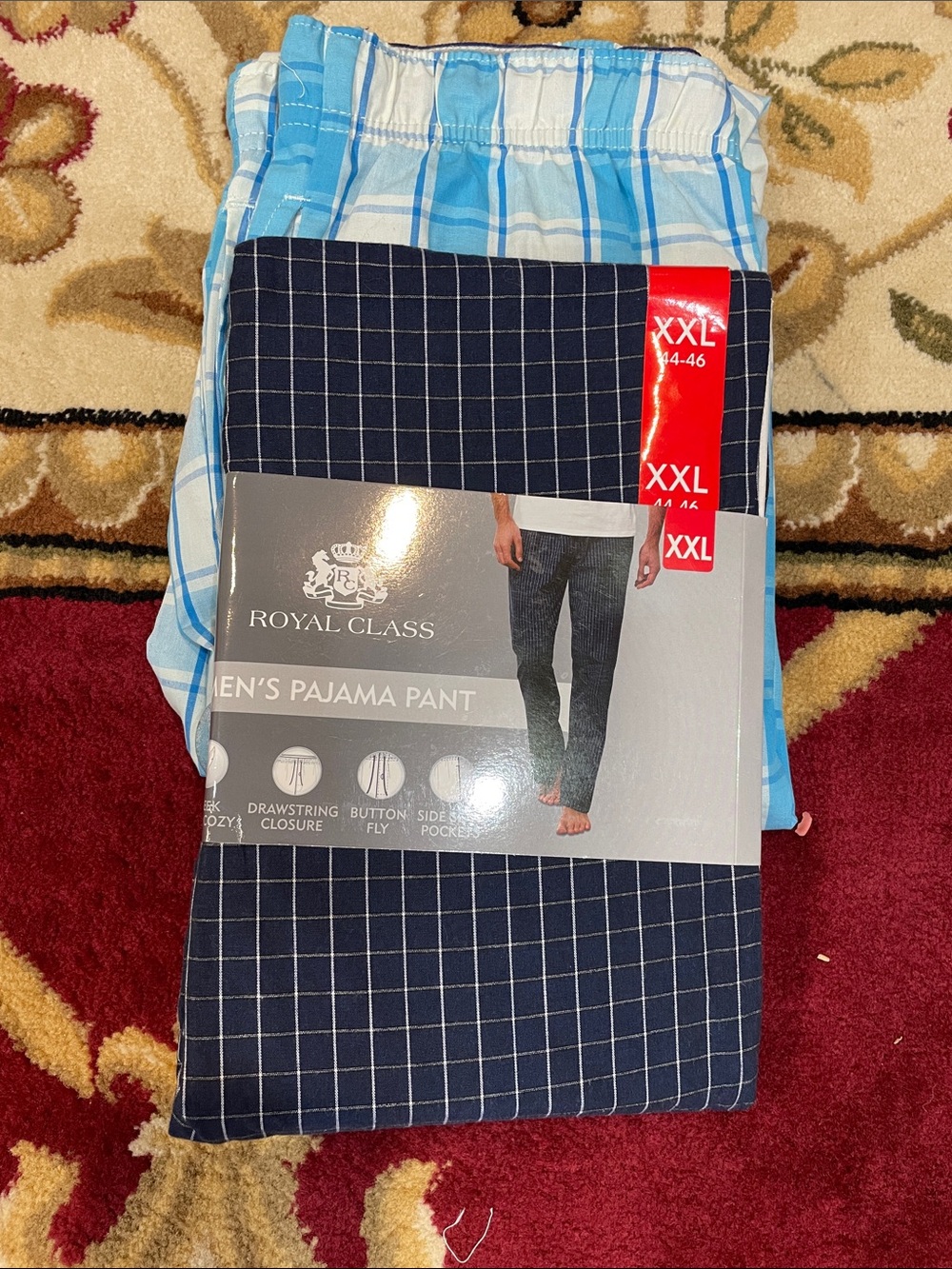 Royal Class Men’s Blue Plaid Pajama Joggers